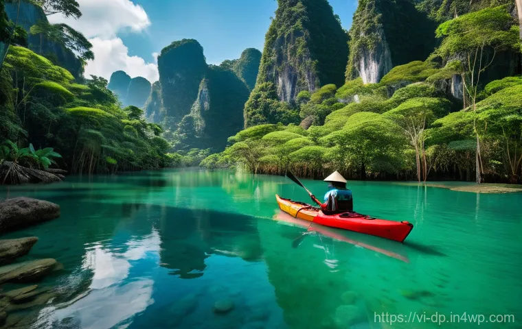 지속 가능한 관광과 생태 지혜 - **Prompt 1: Immersive Nature Exploration in a Vietnamese National Park**
"A vibrant, wide-angle ...