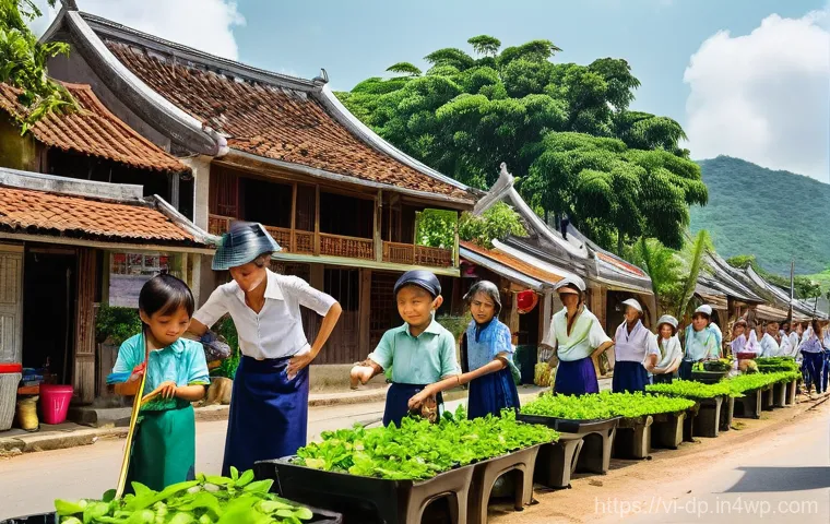 생태 지혜와 사회적 책임 - **Vibrant "Green Saturday" Community Event in a Vietnamese Village**
"A bustling and joyful 'Gre...