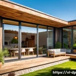 Home 19 생태 지혜를 활용한 생활 혁신 - A sustainable eco-friendly house exterior featuring natural and recycled materials such as reclaimed...